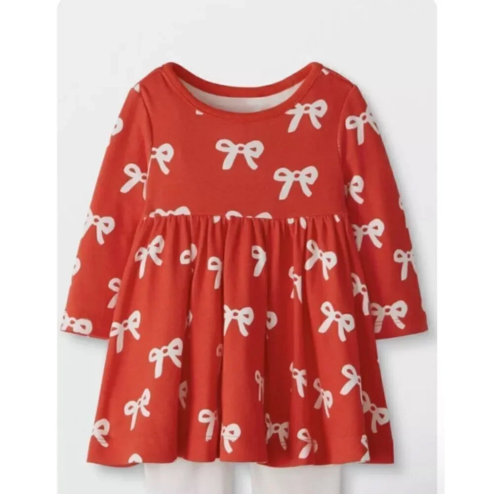 Hanna Andersson Baby Dress‎ In Holiday Bow 12-18 months